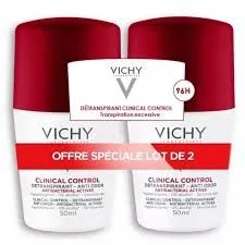 Vichy-Déodorant 96H Clinical Control Détranspirant Anti-Odeur Roll-On Lot de 2 x 50 ml
