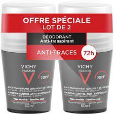 Vichy - Homme Déodorant Anti-Transpirant 72H Contrôle Extrême Roll-On Lot de 2 x 50 ml
