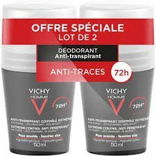 Vichy - Homme Déodorant Anti-Transpirant 72H Contrôle Extrême Roll-On Lot de 2 x 50 ml