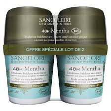 Sanoflore - 48H Mentha Déodorant Fraîcheur Anti-Traces Bio Lot de 2 x 50 ml
