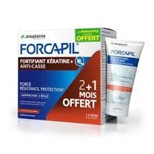 Forcapil - Fortifiant kératine+ 180 gélules + Shampoing 30ml Offert