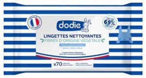 Dodie - Lingettes Nettoyantes Fibres d'Origine Végétale 70 Lingettes Grand Format