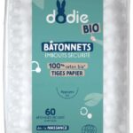 Dodie - Bâtonnets Embouts Sécurité 100% Coton Bio 60 Bâtonnets