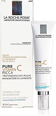 La Roche-Posay - PURE VITAMIN C Riche 40ml Peaux Sensibles Sèches à Très Sèches - Soin Rénovateur Eclat Anti Rides Fermeté
