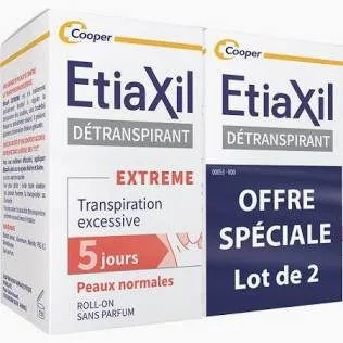 Etiaxil - Détranspirant Extrême Aisselles Peaux Normales Roll-On Lot de 2 x 15 ml