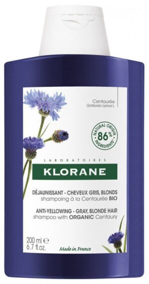 Klorane - Shampoing Déjaunissant Cheveux Gris et Blonds 200 ml