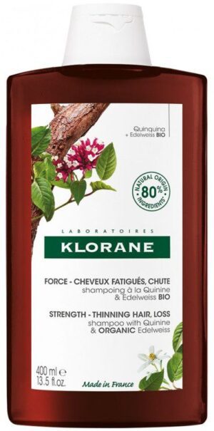 Klorane - Force - Cheveux Fatigués & Chute Shampoing à la Quinine et Edelweiss Bio 400 ml