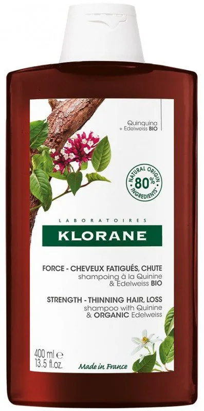 Klorane - Force - Cheveux Fatigués & Chute Shampoing à la Quinine et Edelweiss Bio 400 ml