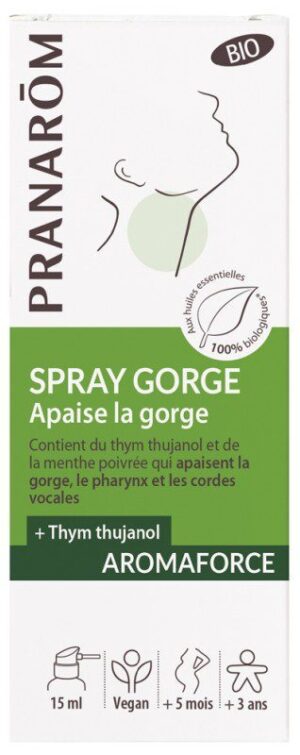 Pranarôm - Aromaforce Spray Gorge Apaise la Gorge Bio 15 ml