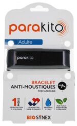 Parakito - Bracelet Anti-Moustiques Rechargeable Adulte - Modèle : Color Noir