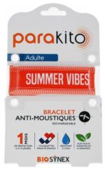 Parakito - Bracelet Anti-Moustiques Rechargeable Adulte - Modèle : Good Vibes Orange