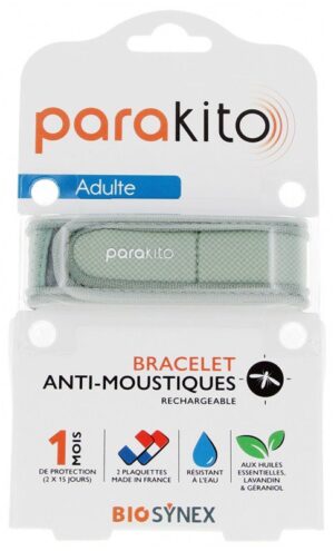 Parakito - Bracelet Anti-Moustiques Rechargeable Adulte - Modèle : Kaki