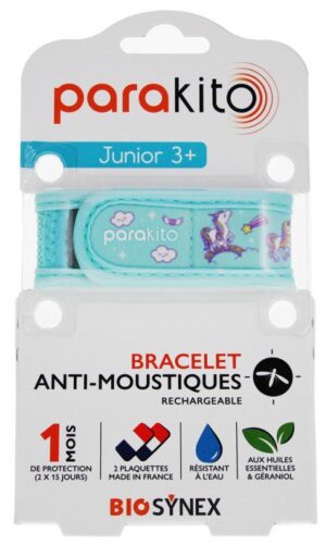 Parakito - Bracelet Anti-Moustiques Rechargeable Junior - Modèle : Licornes