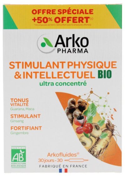 Arkopharma - Arkofluides Stimulant Physique et Intellectuel Bio 30 Ampoules Offre Spéciale