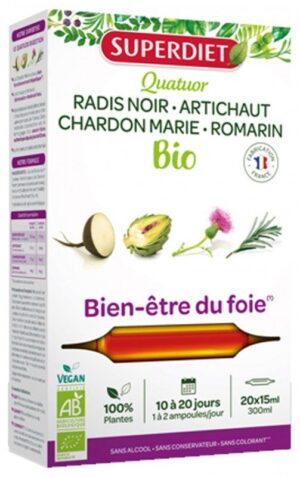 Superdiet - Quatuor Bien-Être du Foie Bio 20 Ampoules