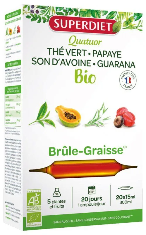 Superdiet - Quatuor Brûle-Graisse Bio 20 Ampoules