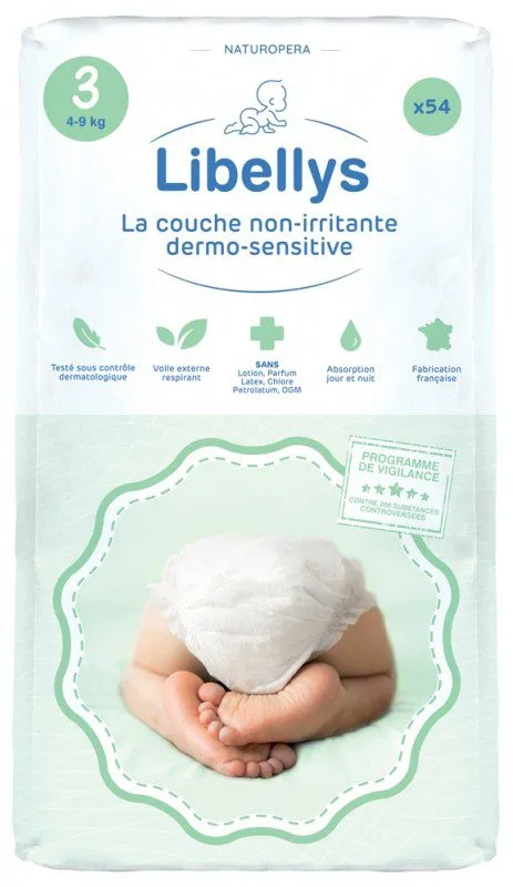 Libellys - La Couche Non-Irritante Dermo-Sensitive Taille 3 (4-9 kg) 54 Couches