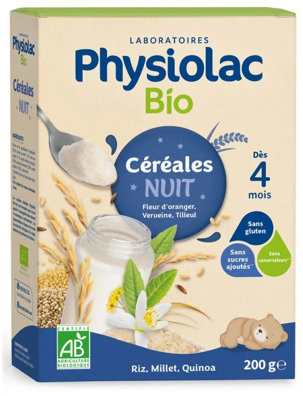 Physiolac - Bio Céréales Nuit Dès 4 Mois 200 g