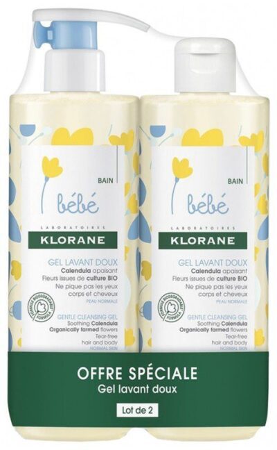 Klorane - Bébé Gel Lavant Doux Lot de 2 x 500 ml