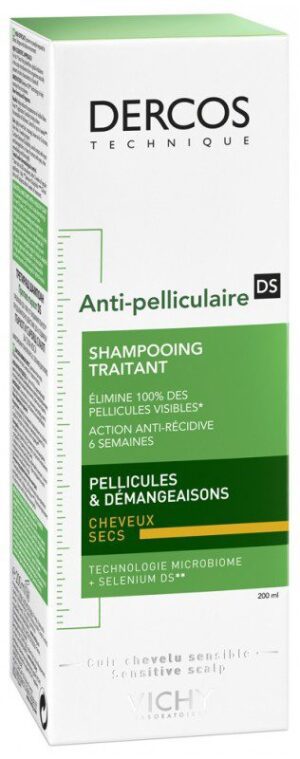 Vichy - Dercos Shampoing Traitant Anti-Pelliculaire DS Cheveux Secs 200 ml