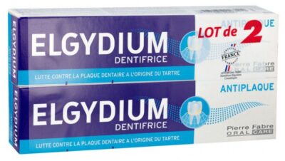 Elgydium - Dentifrice Anti Plaque 50 ml Lot de 2 x 75 ml