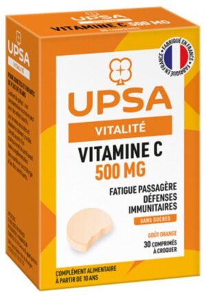 UPSA - Vitalité Vitamine C 500 mg 30 Comprimés à Croquer