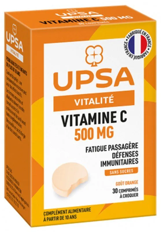 UPSA - Vitalité Vitamine C 500 mg 30 Comprimés à Croquer