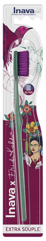 Inava - x Frida Kahlo Brosse à Dents Extra Souple 15/100 - Couleur : Vert Lierre