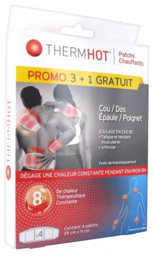 Thermhot - 3 Patchs Chauffants Cou/Dos/Epaule/Poignet + 1 Gratuit