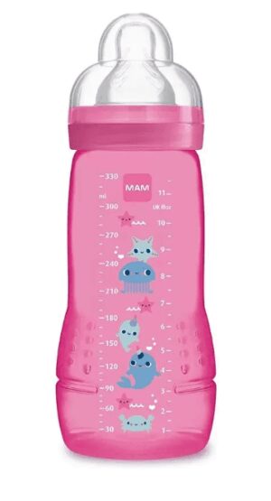 Mam - Biberon Easy Active +6 mois rose débit X - 330ml