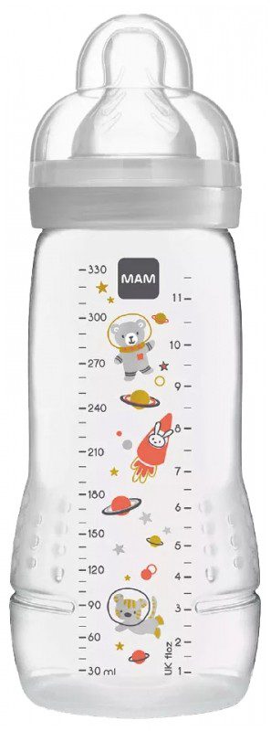 Mam - Easy Active Biberon 2ème Âge 330 ml 6 Mois et + - Couleur : Blanc