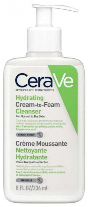 CeraVe - Crème Moussante Nettoyante Hydratante Visage 473 ml