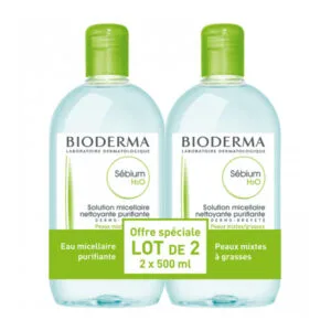 EAU MICELLAIRE Sébium H2O Nettoyante Purifiante Lot de Bioderma X 500