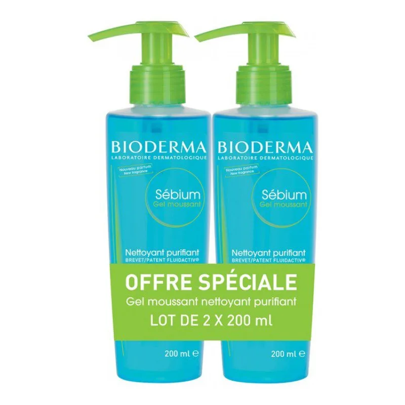 GEL Sébium Moussant Nettoyant Purifiant Lot de Bioderma X 200