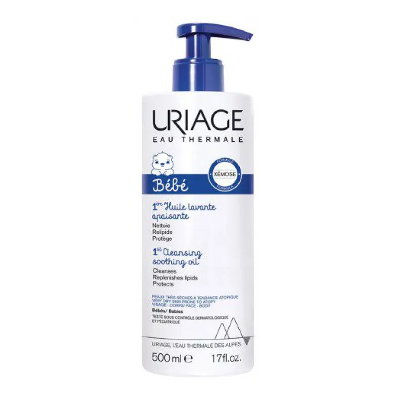 EAU THERMALE Bébé 1ère Huile Lavante Apaisante Nettoie, Uriage 500ml