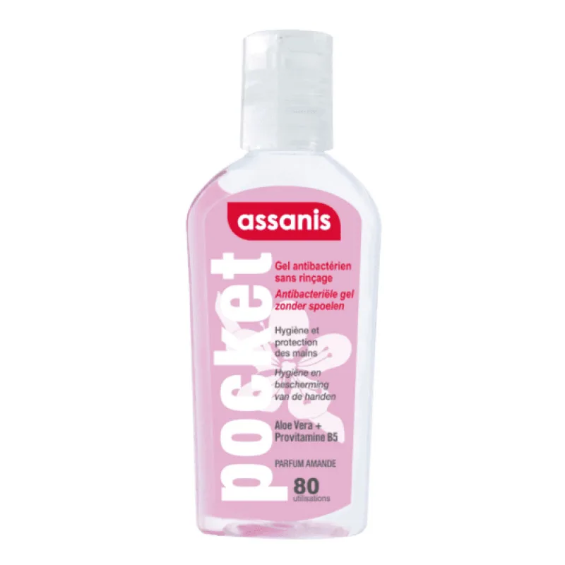 GEL HYDROALCOOLIQUE Pocket Sans Rinçage pour les Mains Amande Assanis 80ml