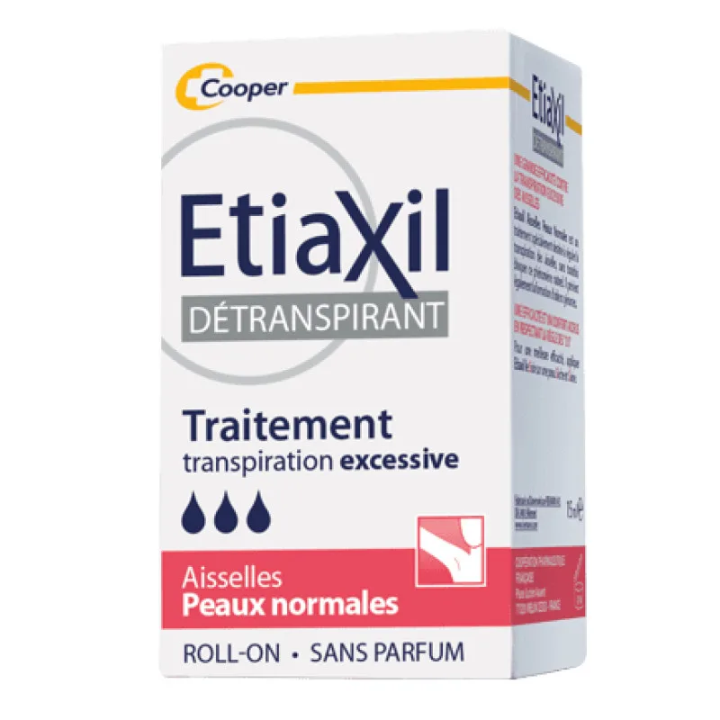Cooper - ETIAXIL - Détranspirant roll on - Traitement transpiration excessive - Aiselles - Peaux normales - 15ml