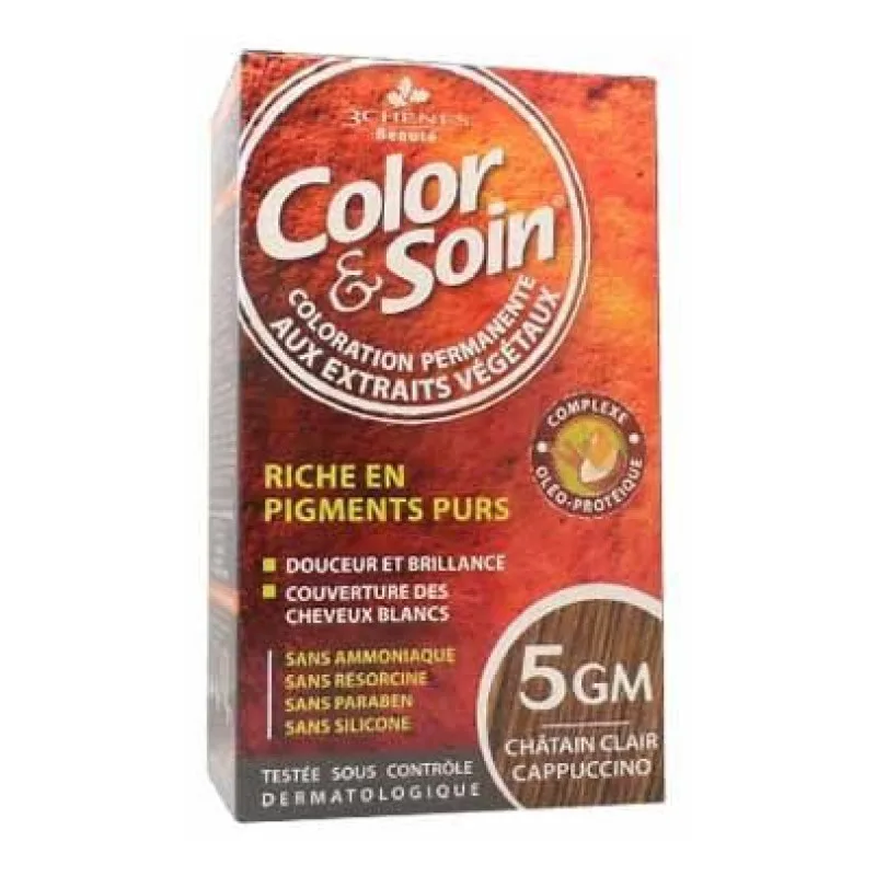 COLORATION Riche en Pigments Purs 5GM Châtain Clair Cappuccino Color & Soin 135ml