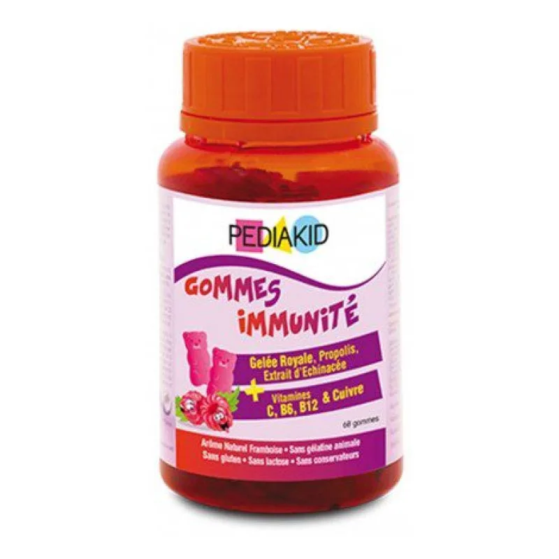 Laboratoires INELDEA - Pediakid - Gommes immunité - Arôme naturel framboise - 60 oursons