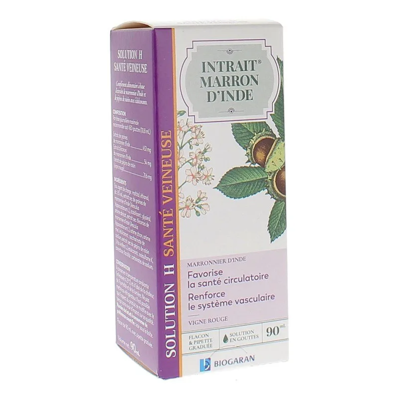 COMPLÉMENT ALIMENTAIRE Intrait Marron D'inde Santé Veineuse Biogaran 90ml