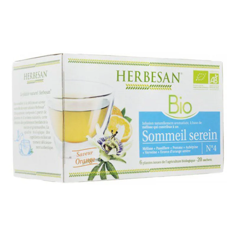 INFUSION Naturellement Aromatisée Sommeil Serein Saveur Orange Herbesan 20 Sachets