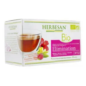 Herbesan - BIO - Infusion naturellement aromatisée - Elimination - Saveur framboise-citron - 20 sachets