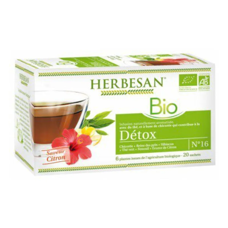 INFUSION Naturellement Aromatisée Détox Saveur Citron Herbesan 20 Sachets