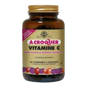 Solgar - Vitamine C 500mg - Ârome naturel de framboise / Cramberry - À croquer - Complément alimentaire - 90 comprimés