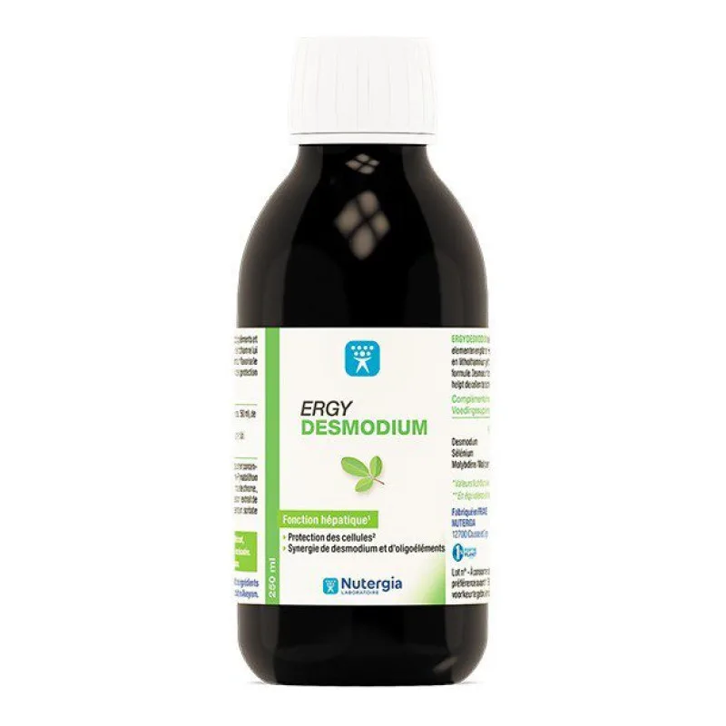 COMPLÉMENT ALIMENTAIRE Ergydesmodium Fonction Hépatique Participe à la Protection des Nutergia 250ml