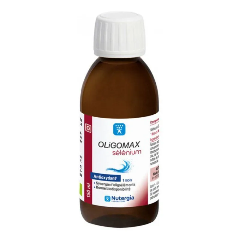 COMPLÉMENT ALIMENTAIRE Oligomax Sélénium Antioxydant Synergie D'oligoéléments, Bonne Biodisponibilité Nutergia 150ml