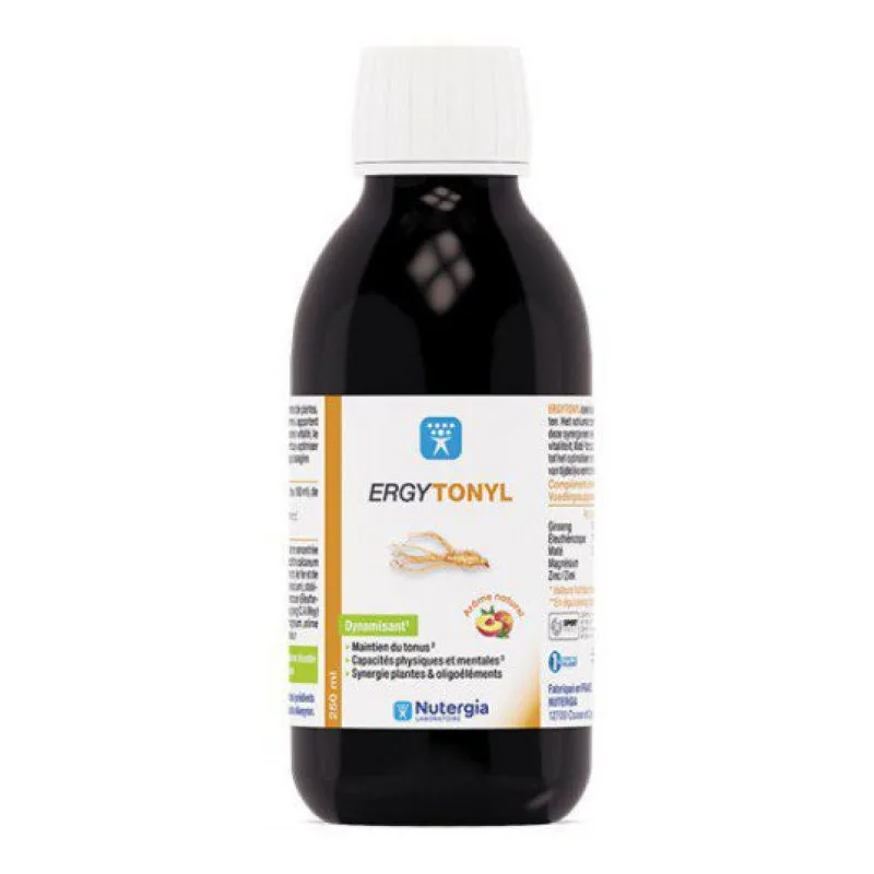 COMPLÉMENT ALIMENTAIRE Ergytonyl Dynamisant Arôme Naturel de Pêche Maintien du Nutergia