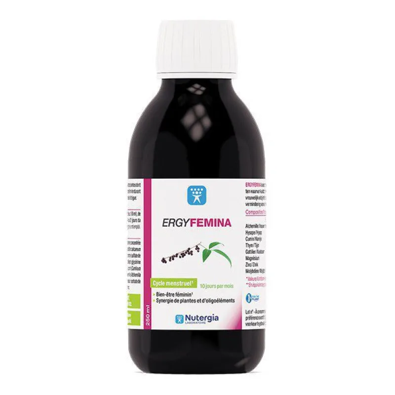 COMPLÉMENT ALIMENTAIRE Ergyfemina Cycle Menstruel Bien Être Féminin, Synergie de Nutergia 250ml