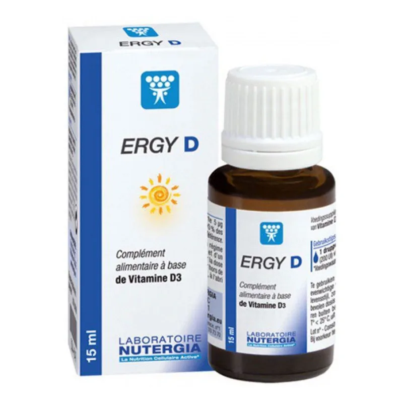 Nutergia - ERGY D - Vitamine D3 - Issue de lanoline, substance naturelle, immunité, ossature - 15ml