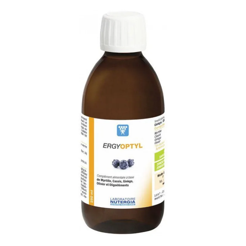 COMPLÉMENT ALIMENTAIRE ERGYOPTYL à Base de Myrtille, Cassis, Nutergia 250ml
